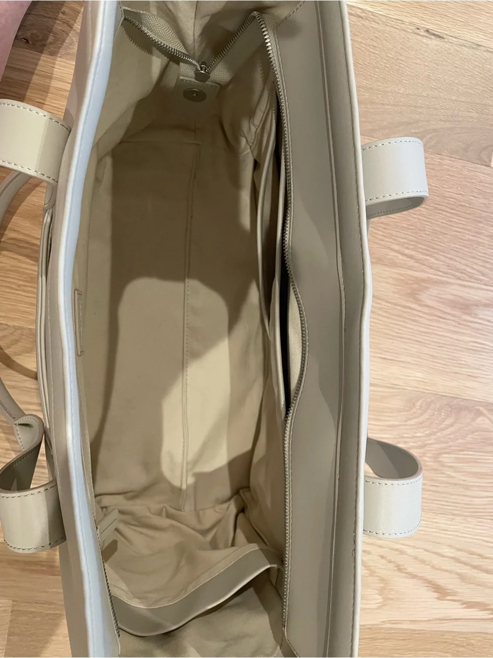 Monos Ivory Vegan Leather Metro Tote Bag